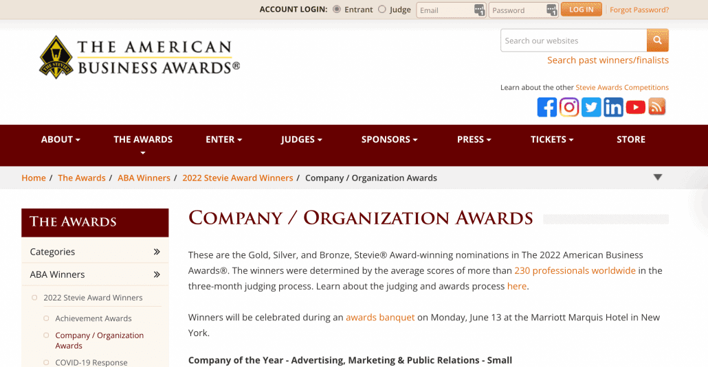 Brander Group Wins Gold Stevie American Business Awards IPv4