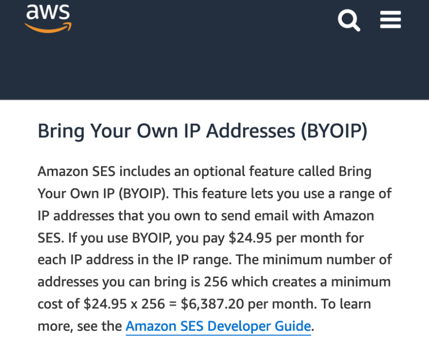 $6,387 Minimum Charge for AWS BYOIP